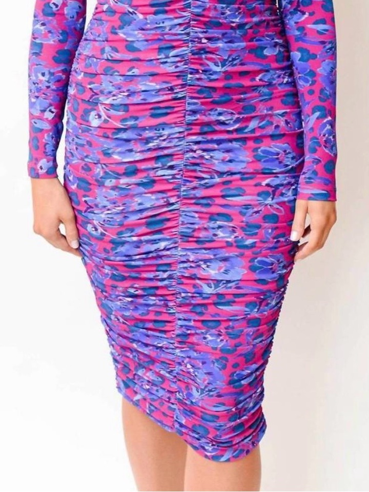 Gilner Farrar Sponge Floral Print Ruched Skirt